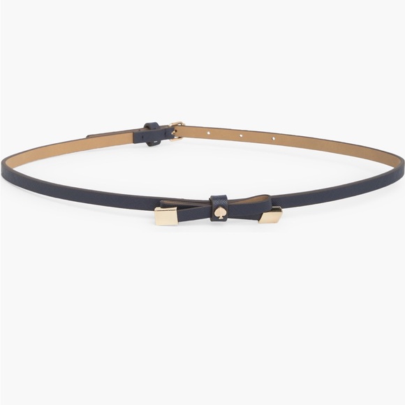 Kate Spade Women's 8Mm Shoestring Bow Belt - NWT - dark navy blue - Sz M - Picture 1 of 3